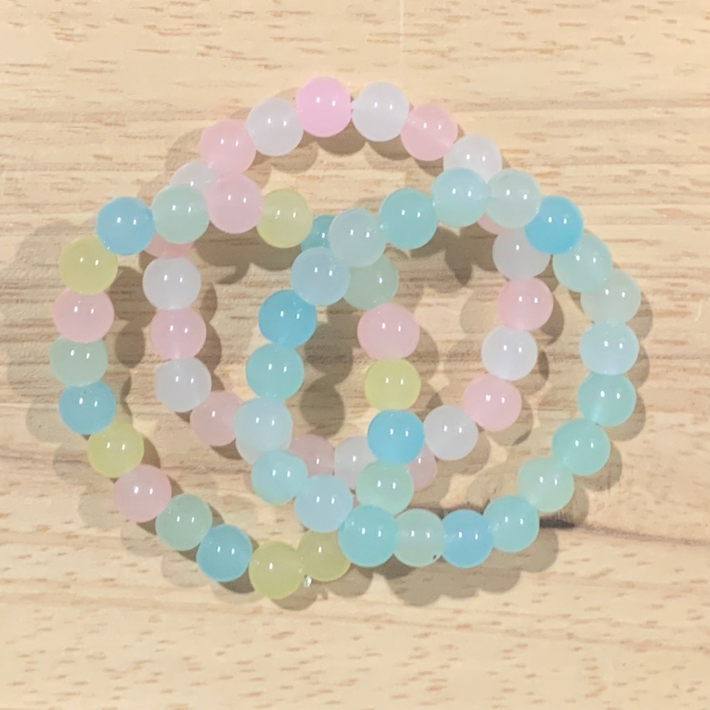 Handcrafted 3pc Pastel Beaded Stretch Bracelet‎ Set Spring Kawaii Y2K Fairycore